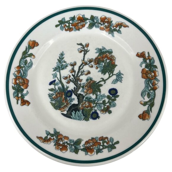 Vintage Syracuse & Shenango China Floral Plates Set Of 2 Orange & Green 9" Dinne - Picture 4 of 5